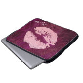 Sexy Pink Glitzer Lips Glamour Laptopschutzhülle (Vorne Knopf)