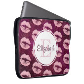 Sexy Pink Glitzer Lips Glamour Pattern Monogram Laptopschutzhülle (Vorne Rechts)