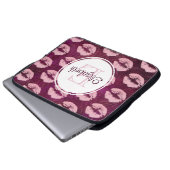 Sexy Pink Glitzer Lips Glamour Pattern Monogram Laptopschutzhülle (Vorne Knopf)