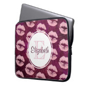Sexy Pink Glitzer Lips Glamour Pattern Monogram Laptopschutzhülle (Vorderseite Links)