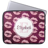 Sexy Pink Glitzer Lips Glamour Pattern Monogram Laptopschutzhülle (Vorderseite)