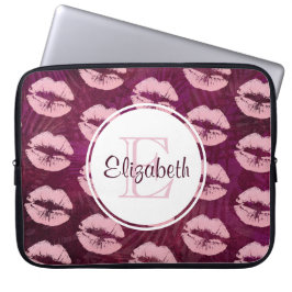 Sexy Pink Glitzer Lips Glamour Pattern Monogram Laptopschutzhülle