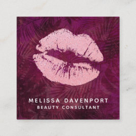 Sexy Pink Glitzer Lips Glamour Quadratische Visitenkarte