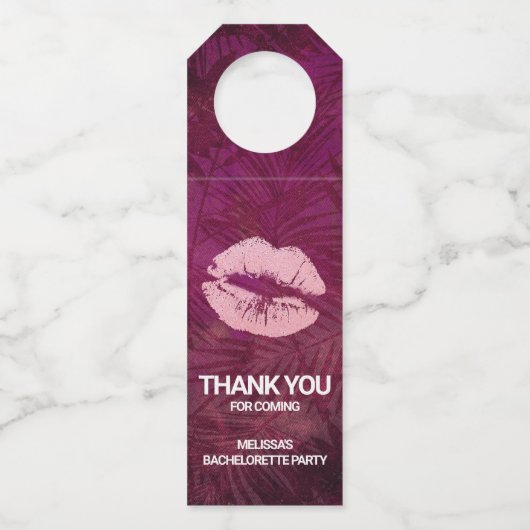 Sexy Pink Glitzer Lips Glamour Vielen Dank Flaschenanhänger (Vorderseite)