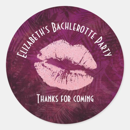 Sexy Pink Glitzer Lips Glamouröses Party Danke Runder Aufkleber (Vorderseite)
