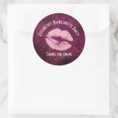 Sexy Pink Glitzer Lips Glamouröses Party Danke Runder Aufkleber (Tasche)