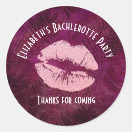 Sexy Pink Glitzer Lips Glamouröses Party Danke Runder Aufkleber