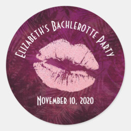 Sexy Pink Glitzer Lips Glamouröses Party Runder Aufkleber