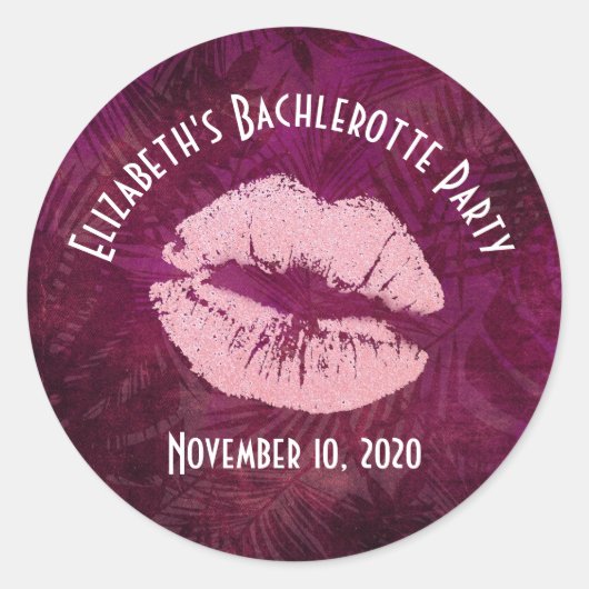 Sexy Pink Glitzer Lips Glamouröses Party Runder Aufkleber (Vorderseite)