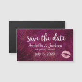 Sexy Pink Lips & Tropical Blätter Save the Date Magnetkarte (Vorne/Hinten)