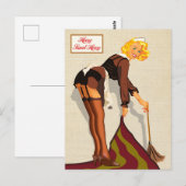 Sexy Pinup Maid Postkarte (Vorne/Hinten)