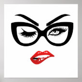 Sexy Pop Art Bitten Red Lips Poster (Vorne)
