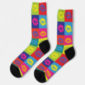 Sexy Pop Art Lipstick Kiss Marks Muster Socken (Linkes Detail)
