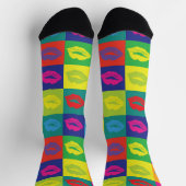 Sexy Pop Art Lipstick Kiss Marks Muster Socken (Oben)