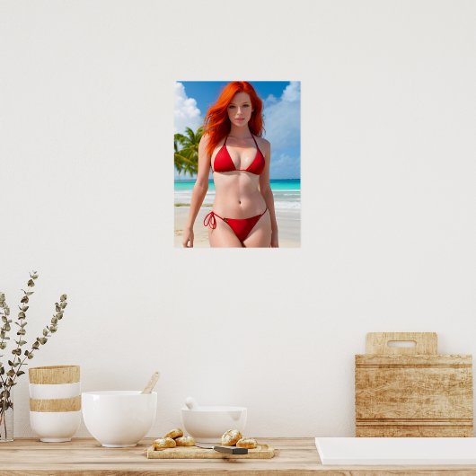 Sexy Red Bikini Poster (Küche)