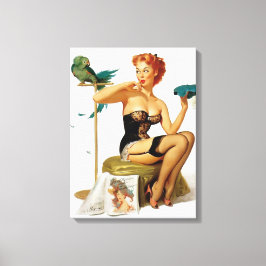 Sexy Red Haar Pinup Girl Leinwanddruck