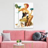 Sexy Red Haar Pinup Girl Leinwanddruck (Insitu (Wohnzimmer))