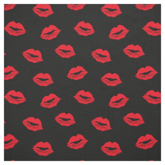 Sexy Red Lips Muster auf schwarz Stoff (Muster)
