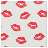 Sexy Red Lips Muster auf Weiß Stoff (Nahaufnahme)