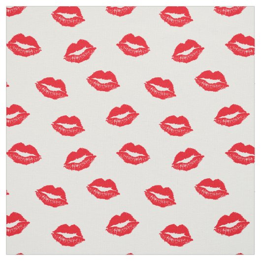 Sexy Red Lips Muster auf Weiß Stoff (Muster)