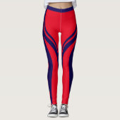 Sexy Red Navy Blue Heart Hintern Workout Leggings (Vorderseite)