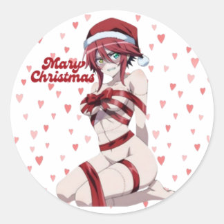 Sexy Santa Frohe Weihnachten Eingewickelte Anime-G Runder Aufkleber