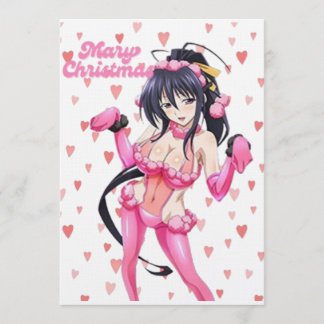 Sexy Santa Frohe Weihnachten Pinkes Herz Anime-Div Einladung