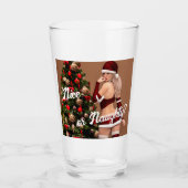 Sexy Santa Girl in der Nähe des Weihnachtsbaumes Glas (Vorderseite)