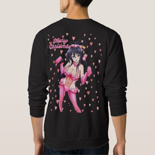 Sexy Santa Marry Cristmas Pink Heart Anime Diva Sweatshirt (Rückseite)