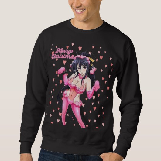 Sexy Santa Marry Cristmas Pink Heart Anime Diva Sweatshirt (Vorderseite)