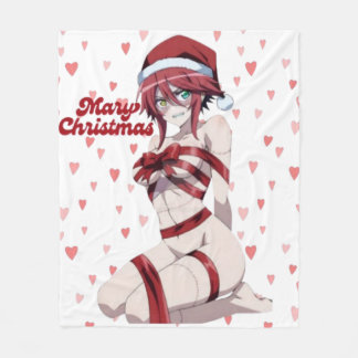 Sexy Santa Marry Cristmas Wrapped Anime Girl Fleecedecke