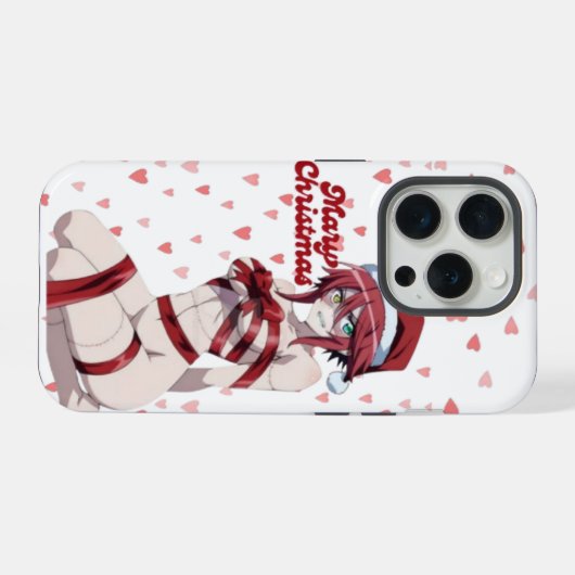 Sexy Santa Marry Cristmas Wrapped Anime Girl iPhone Hülle (Rückseite (Horizontal))