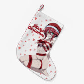 Sexy Santa Marry Cristmas Wrapped Anime Girl Kleiner Weihnachtsstrumpf (Vorderansicht (hängend))