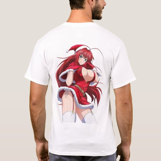 Sexy Santa Marry Cristmas Wrapped Anime Girl T-Shirt (Rückseite)