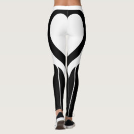 Sexy Schwarz-weiß Heart Hintern Gym Actuwear Leggings