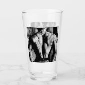 Sexy Shirless Männchen Bodybuilder Zurück in Jeans Glas (Vorderseite)