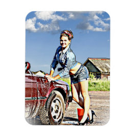 Sexy Siren Retro Lady Washing Car Magnet