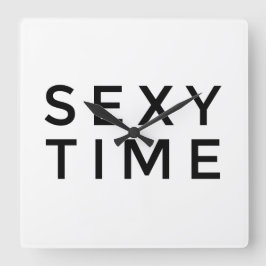 Sexy Time (Black Wall Clock) Quadratische Wanduhr