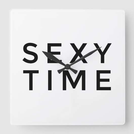 Sexy Time (Black Wall Clock) Quadratische Wanduhr (Vorderseite)