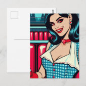 Sexy Vampire im Retro Diner Postkarte (Vorne/Hinten)