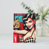 Sexy Vampire im Retro Diner Postkarte (Stehend Vorderseite)