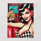 Sexy Vampire im Retro Diner Postkarte (Vorderseite)