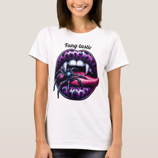 Sexy Vampire Mouth Back Wings T-Shirt (Vorderseite)