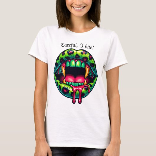 Sexy Vampire Mouth Back Wings T-Shirt (Vorderseite)