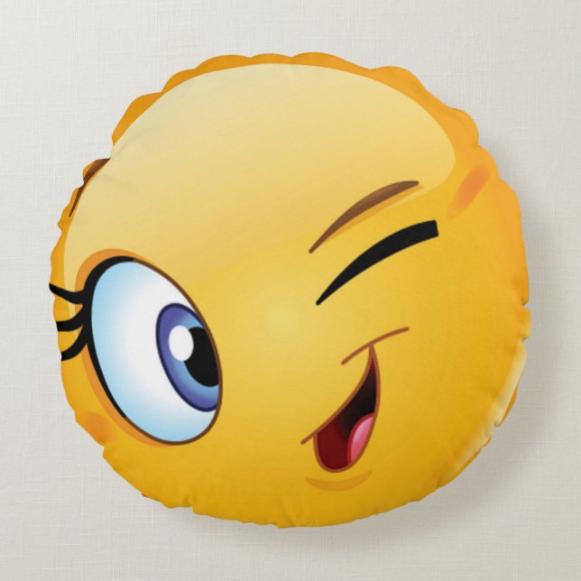 Sexy Wink Emoji Rundes Kissen (Vorderseite)