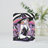 Sexy Witch and Mushrooms Postkarte (Stehend Vorderseite)