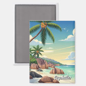 Seychellen Anse Source d'Argent Beach Travel Magnet (Vorderseite/Rückseite)