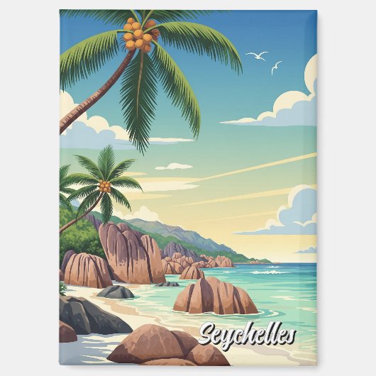 Seychellen Anse Source d'Argent Beach Travel Magnet (Vorderseite)
