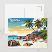 Seychellen Anse Source d'Argent Beach Travel Postkarte (Vorne/Hinten)