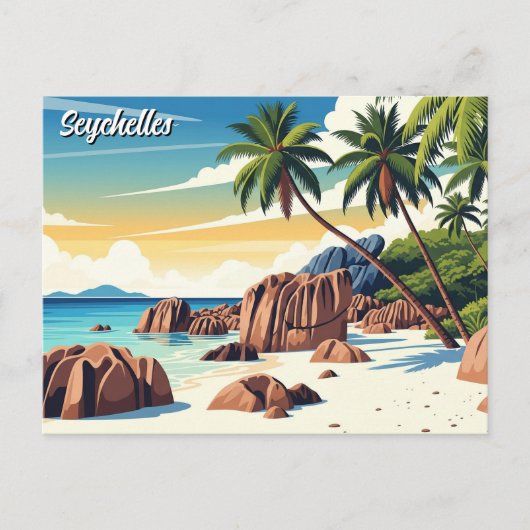 Seychellen Anse Source d'Argent Beach Travel Postkarte (Vorderseite)